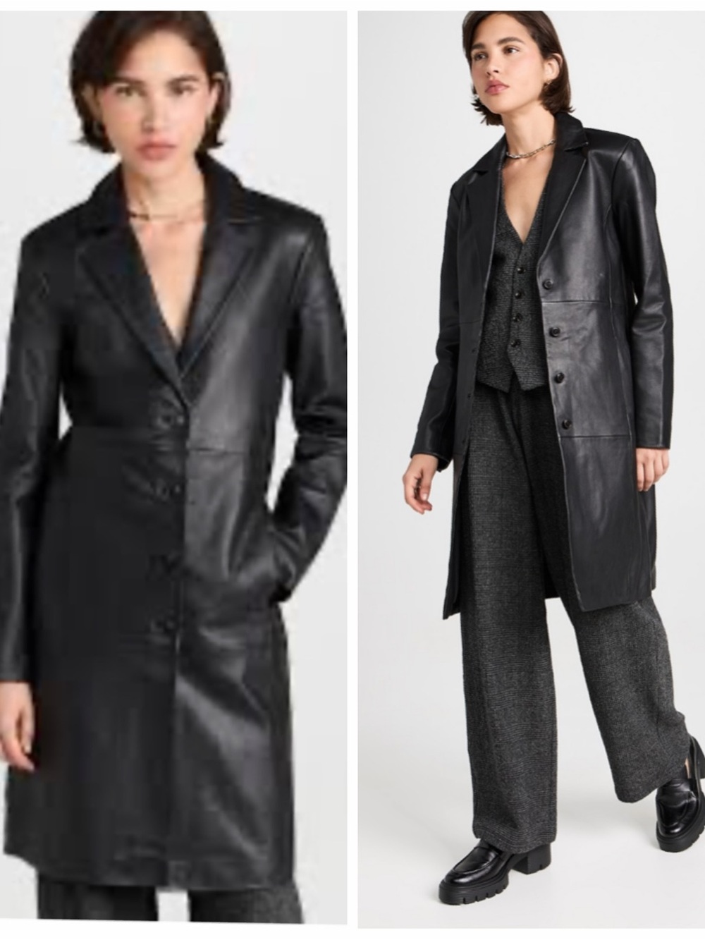 Reformation Veda Crosby Lamb Leather Longline Blazer Black Trench Coat Medium
